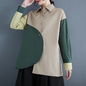 (2024봄신상) 푸덴 불규칙 디자인 셔츠 (AL) - 위프렌